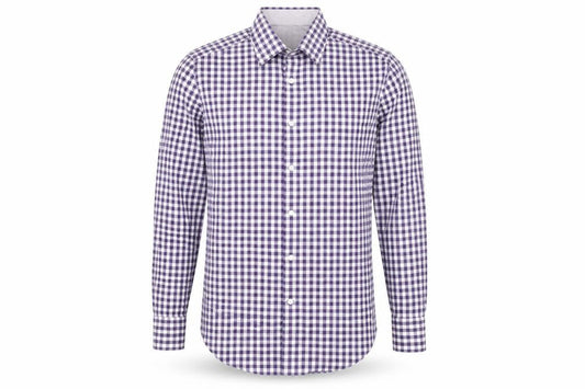 Jeff Banks Men’s Purple Check Tailored Fit Cotton Dress Shirt 15.5in