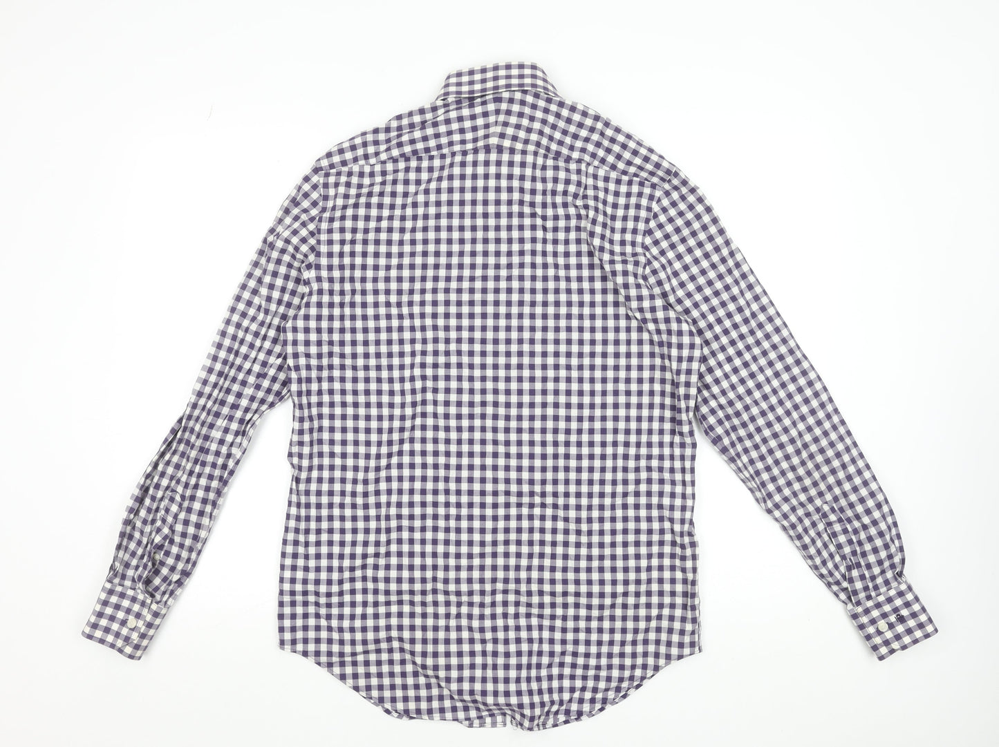 Jeff Banks Men’s Purple Check Tailored Fit Cotton Dress Shirt 15.5in
