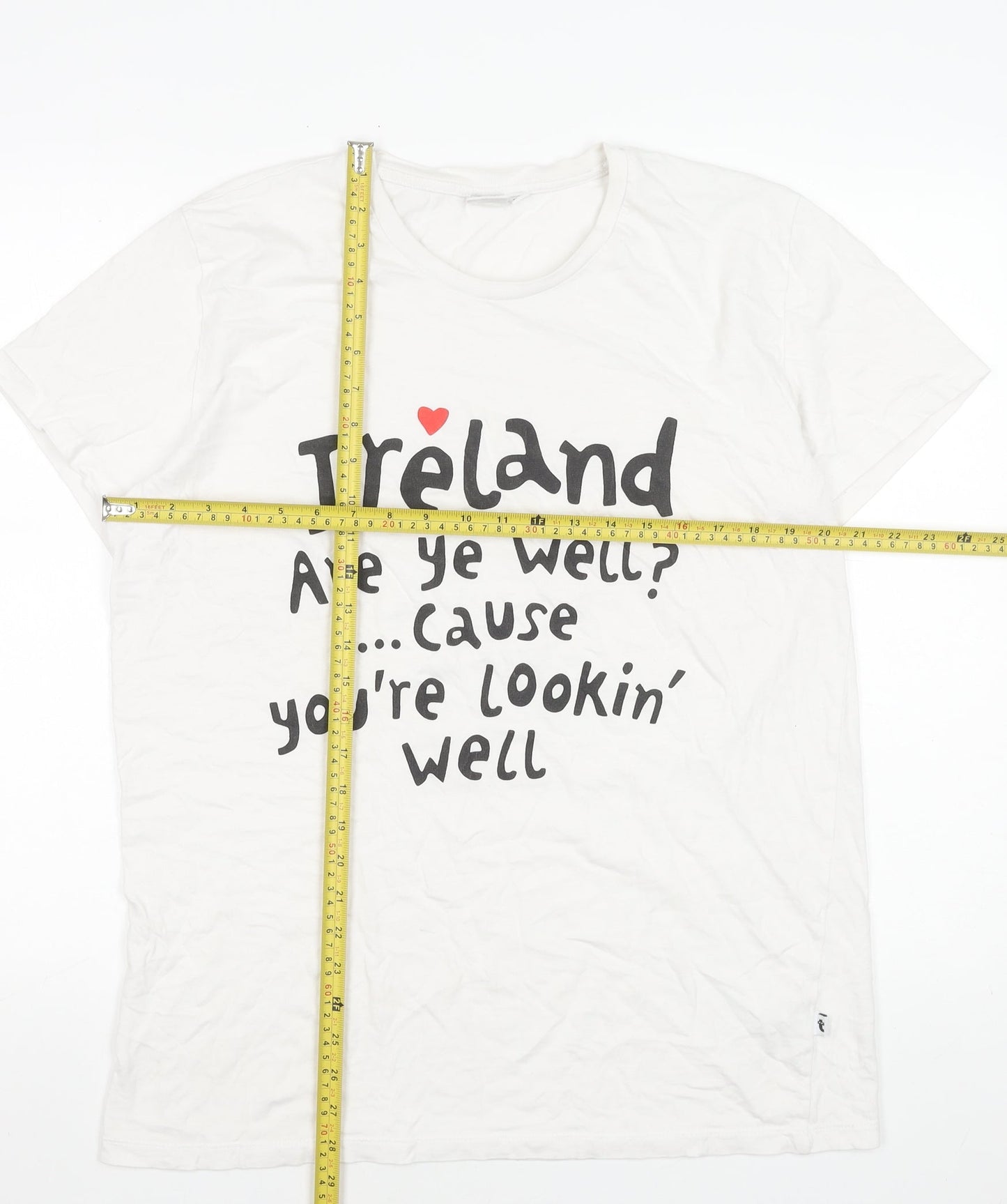Designed Within Denmark Women's White Funny Ireland T-Shirt L