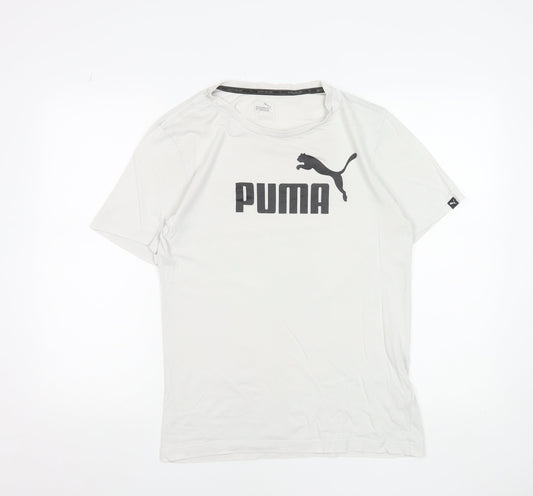 Puma Men's White Short Sleeve Sports Crew Neck T-Shirt Size S