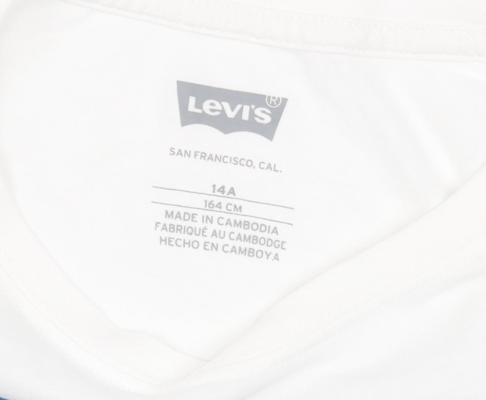 Levi's Boys White Graphic Logo Cotton T-Shirt 14 Years 164cm