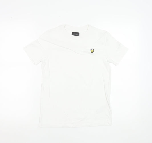 Lyle & Scott Boys White 10-11 Years Cotton Crew Neck Logo T-Shirt