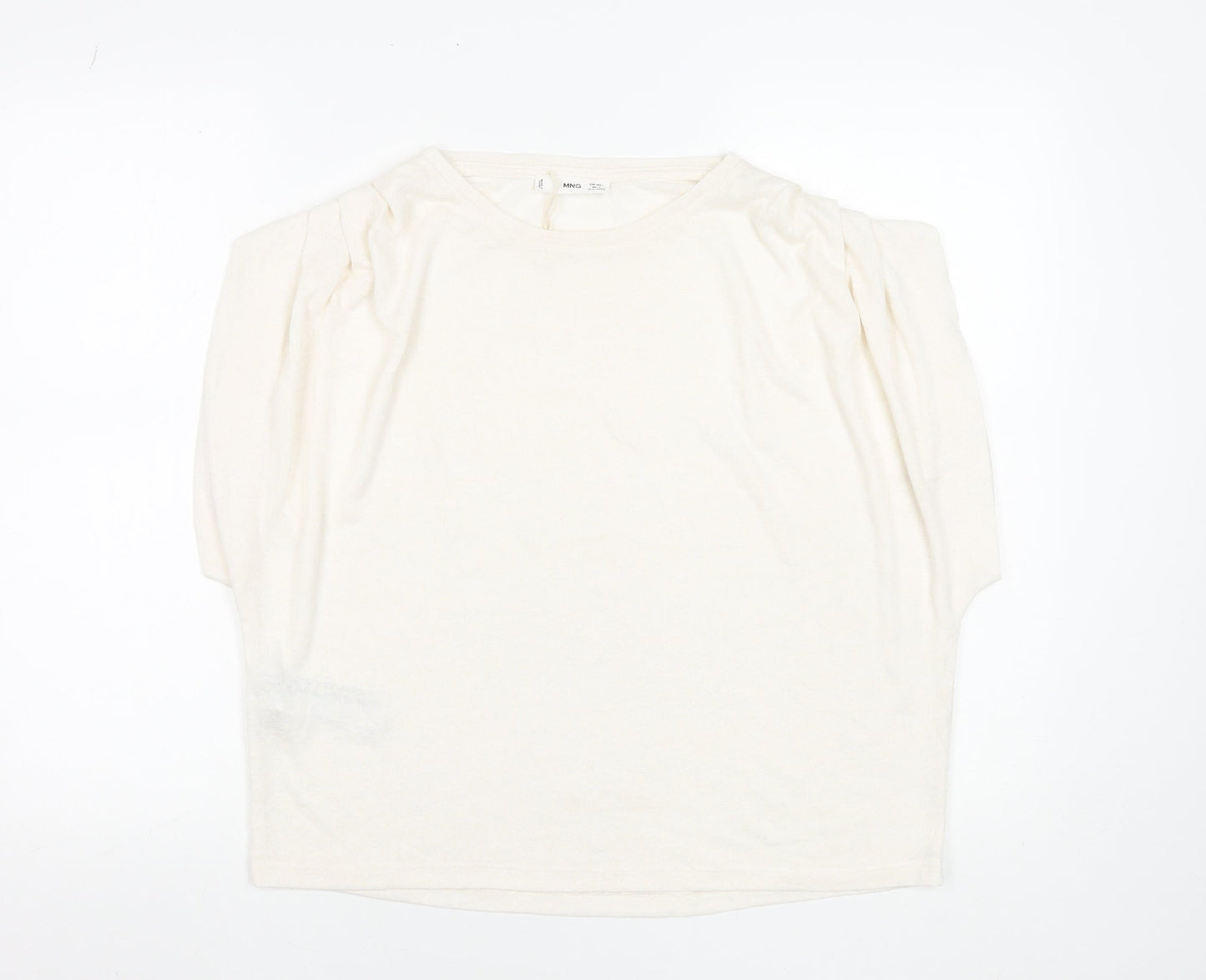MNG Women's Ivory Puff Sleeve Viscose T-Shirt Size 14