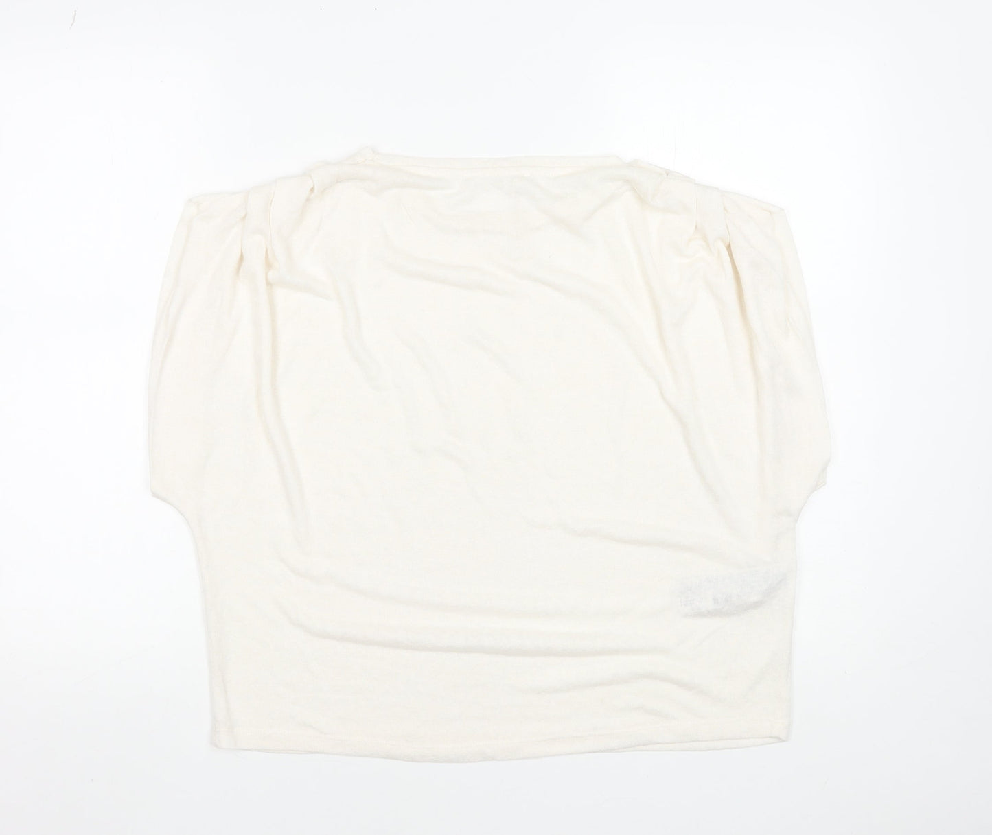 MNG Women's Ivory Puff Sleeve Viscose T-Shirt Size 14
