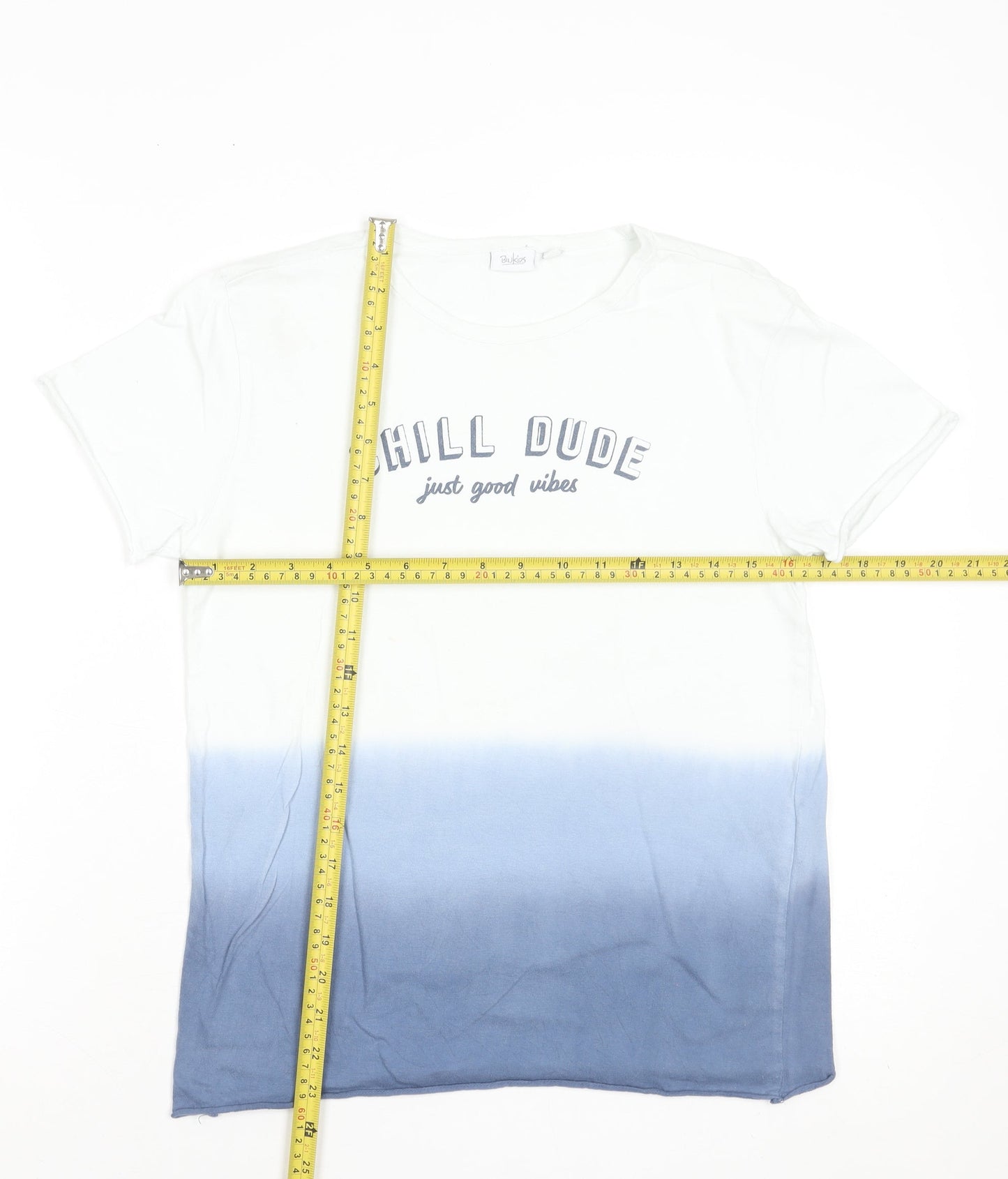 BluKids Boys Blue Dip Dye Cotton Chill Dude T-Shirt 11-12 Years