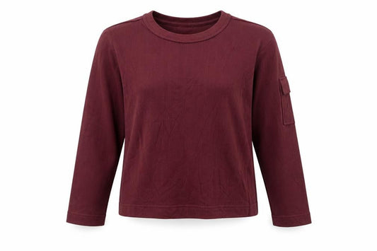 KISS Women's Red Cotton Long Sleeve Crew Neck Basic T-Shirt M