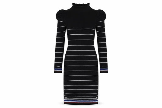 Miss Selfridge Women’s Black Striped Knit Bodycon Dress UK 12