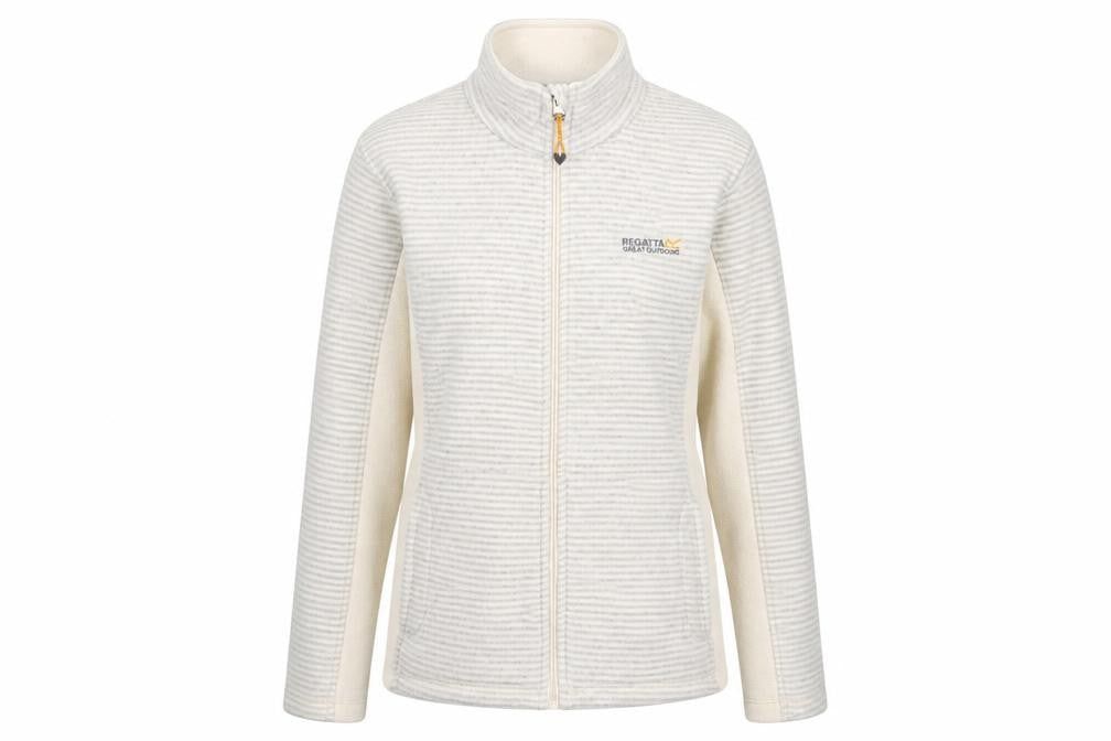 Regatta Womens Grey Striped Fleece Jacket UK10 Full Zip Outdoor Layer