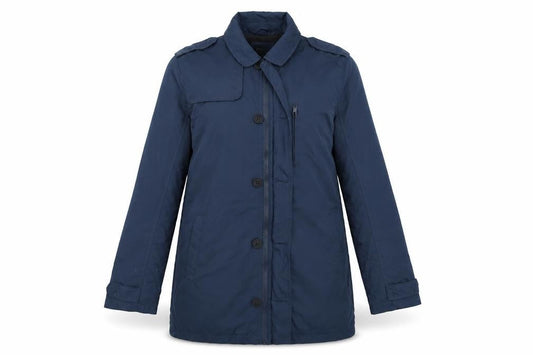 Brave Soul Women's Blue Mid-Length Overcoat Lined Zip Button L