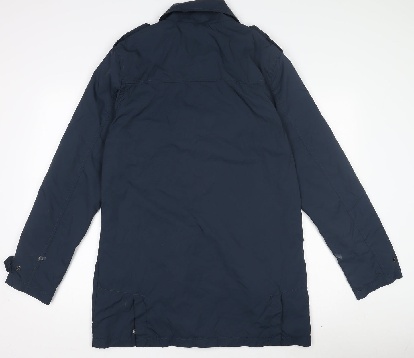 Brave Soul Women's Blue Mid-Length Overcoat Lined Zip Button L