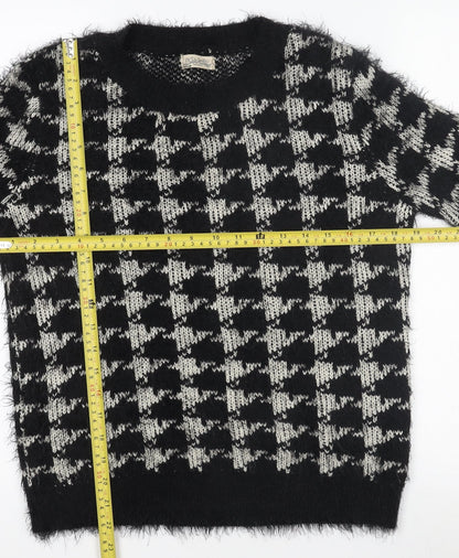 Hate Cut Women's Black & White Houndstooth Knit Pullover Jumper Size M