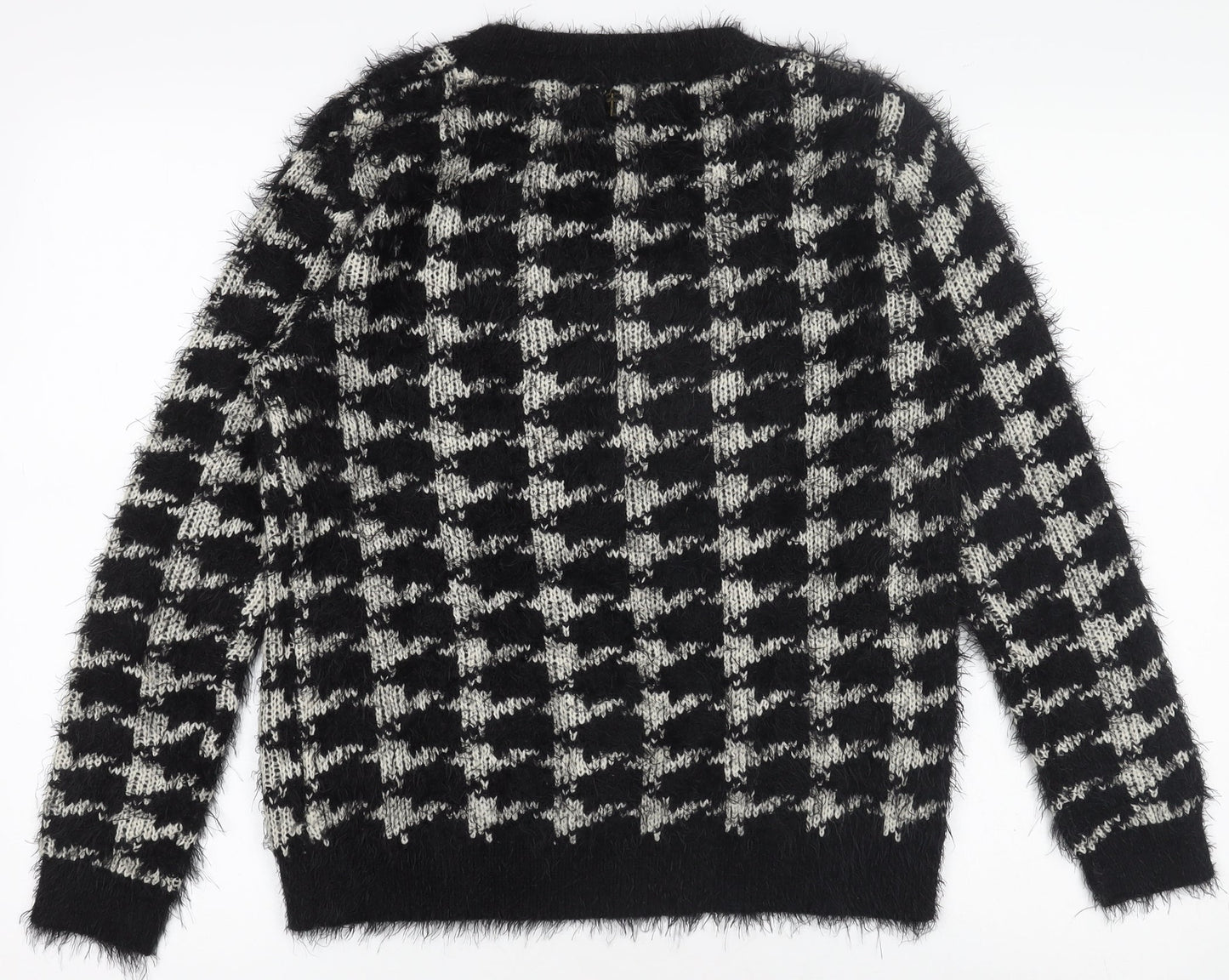 Hate Cut Women's Black & White Houndstooth Knit Pullover Jumper Size M