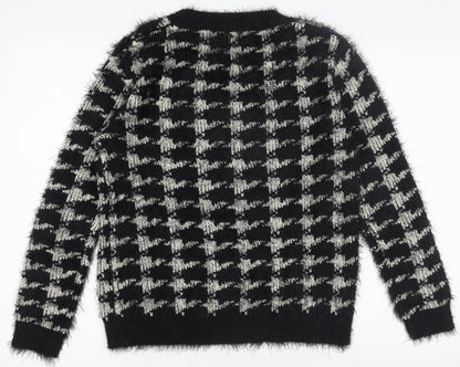 Hate Cut Women's Black & White Houndstooth Knit Pullover Jumper Size M