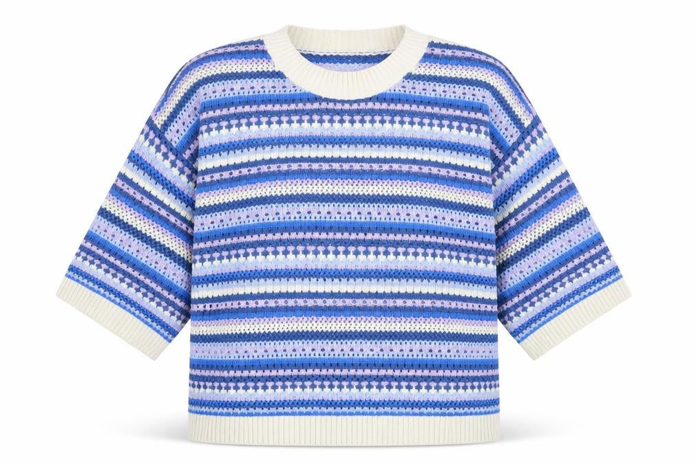 Woolovers Women's Multicoloured Cotton Open-Knit Crew Neck Jumper M