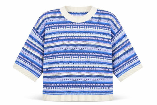 Woolovers Women's Multicoloured Cotton Open-Knit Crew Neck Jumper M
