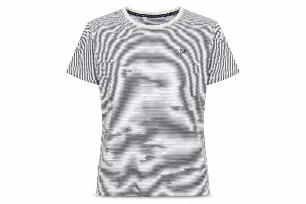 Crew Clothing Men's Blue Striped Cotton T-Shirt Size S