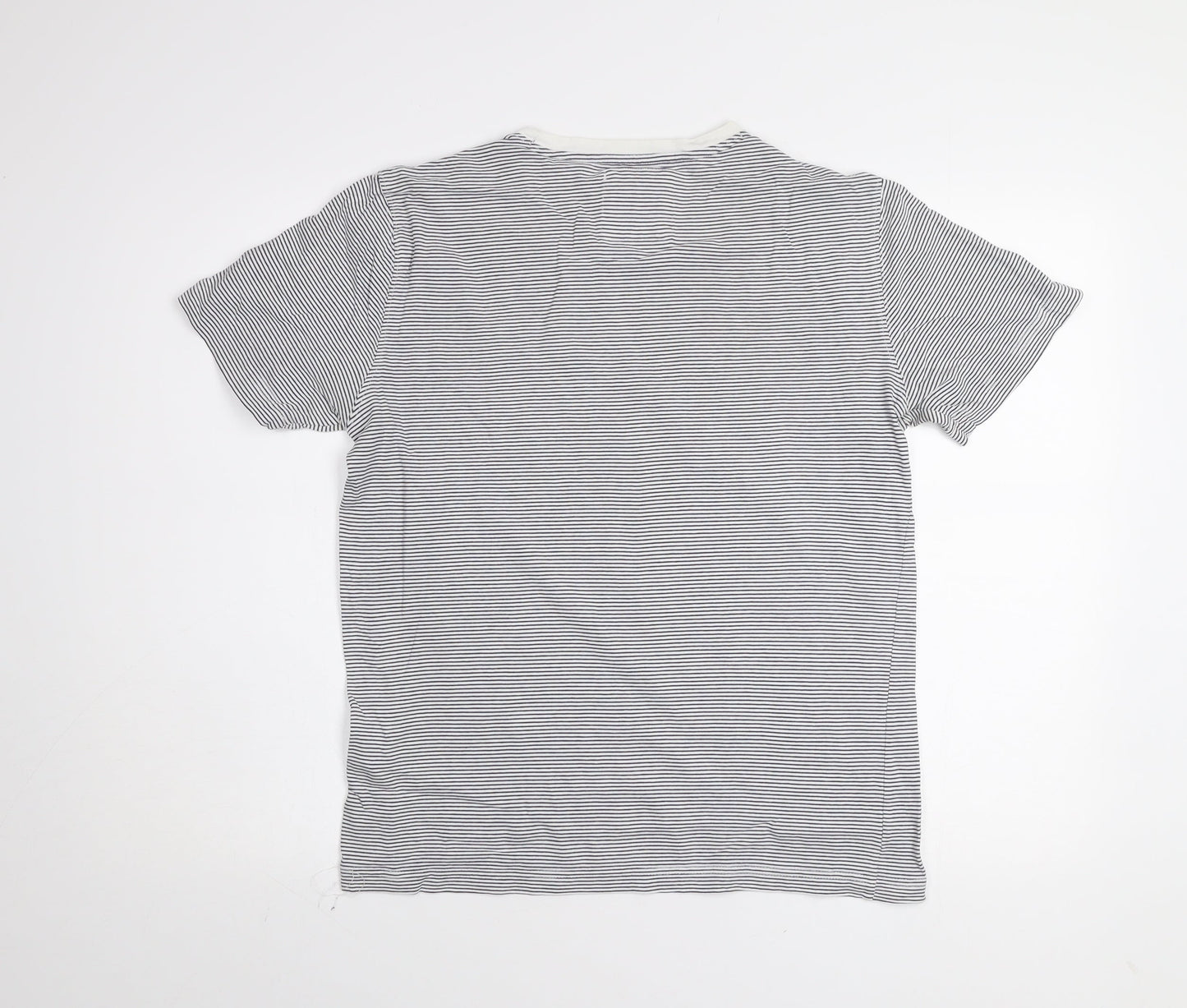Crew Clothing Company Men's Blue Striped Cotton T-Shirt Size S