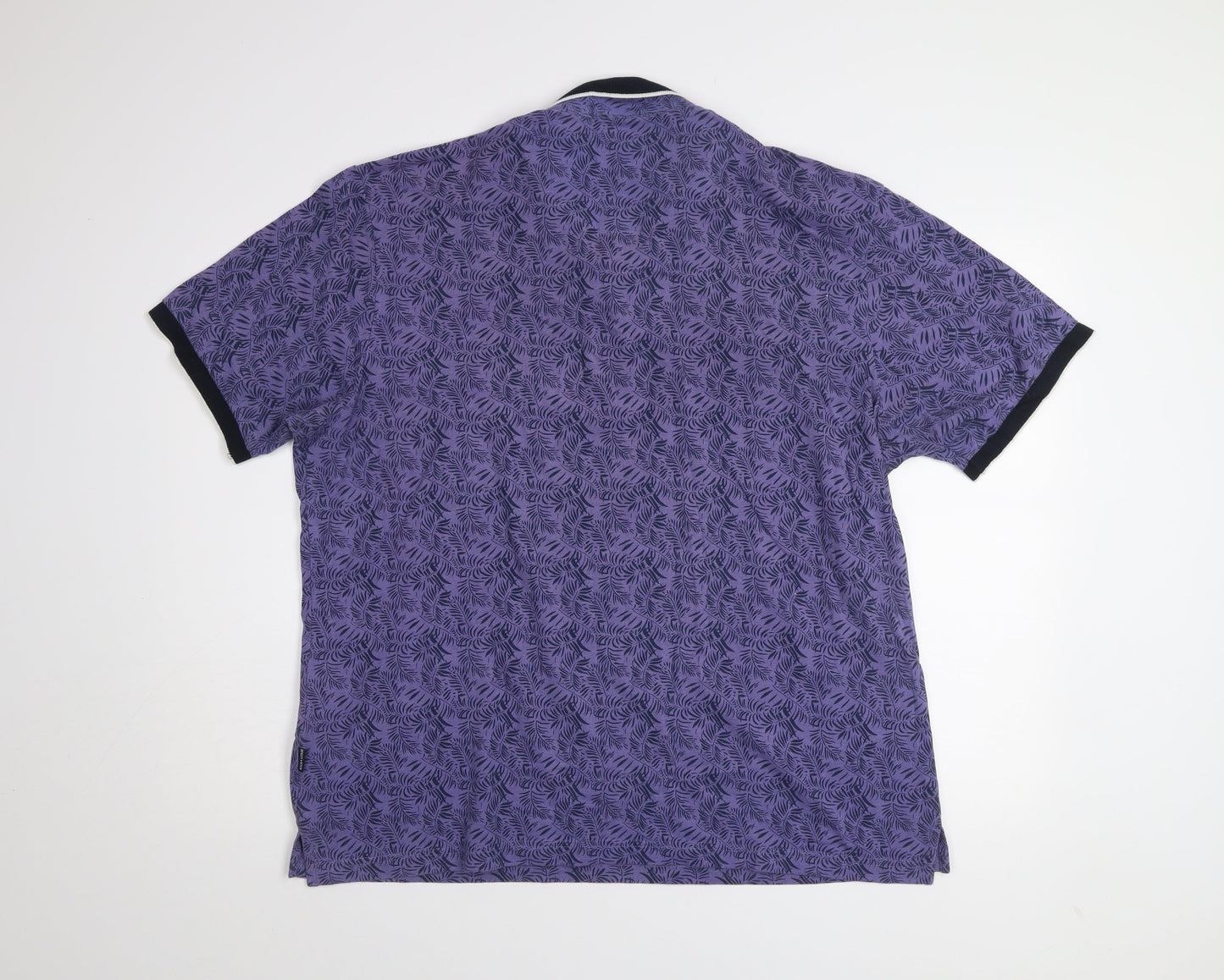 Bewley & Ritch Men's Purple Leaf Print Polo Shirt 3XL Cotton