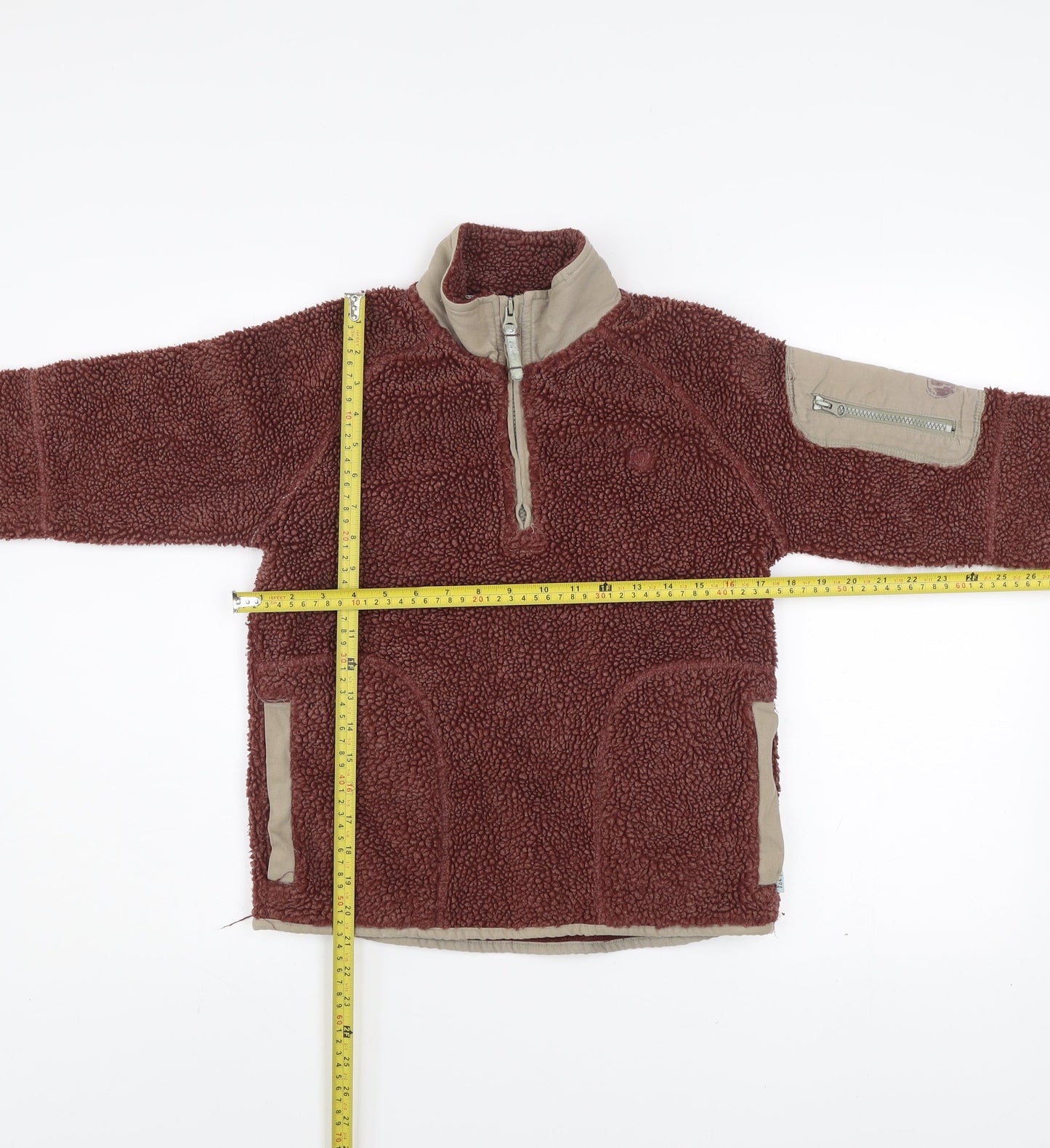 Fat Face Girls Burgundy 10-11 Years 1/2 Zip Fleece Sweatshirt