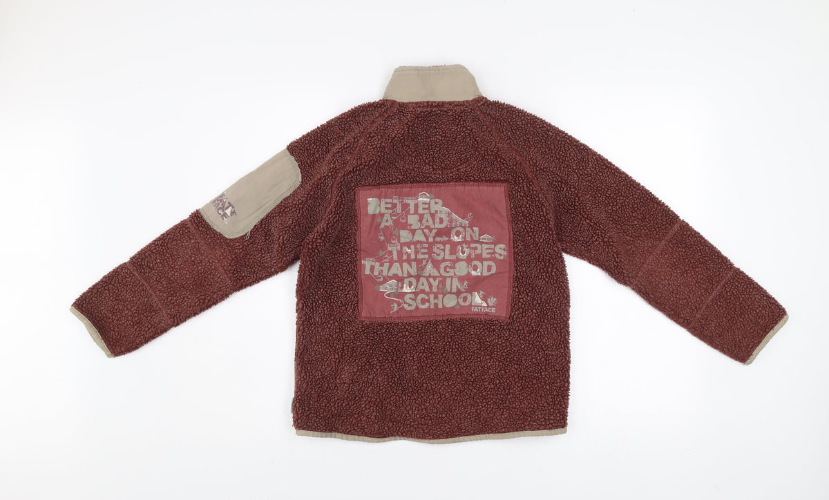 Fat Face Girls Burgundy 10-11 Years 1/2 Zip Fleece Sweatshirt