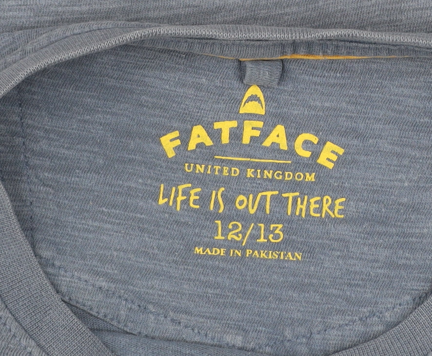 FatFace Boys Blue Cotton Crew Neck Basic T-Shirt 12-13 Years