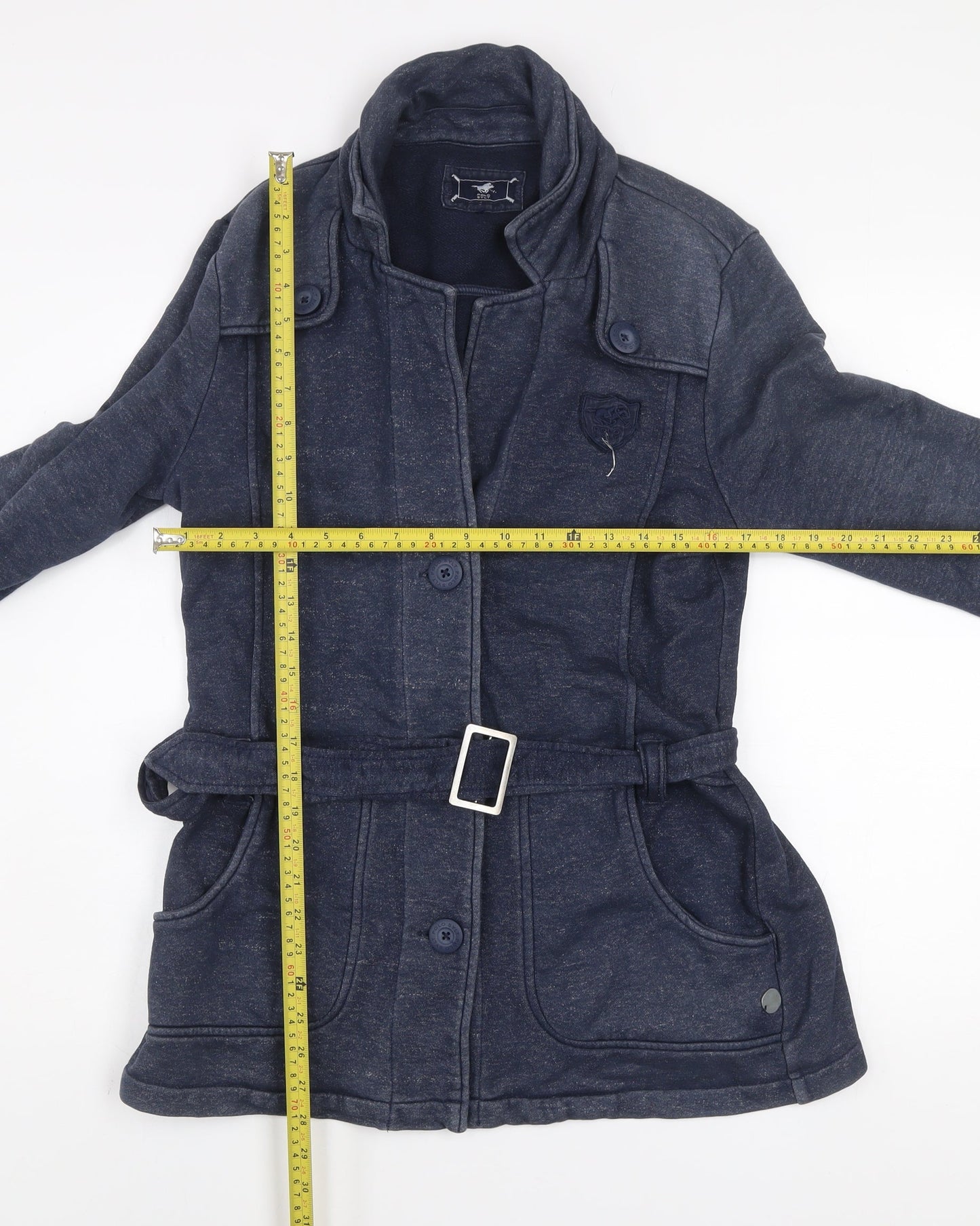 Polo Sylt Men's Blue Belted Cotton Blend Mid-Length Coat XL
