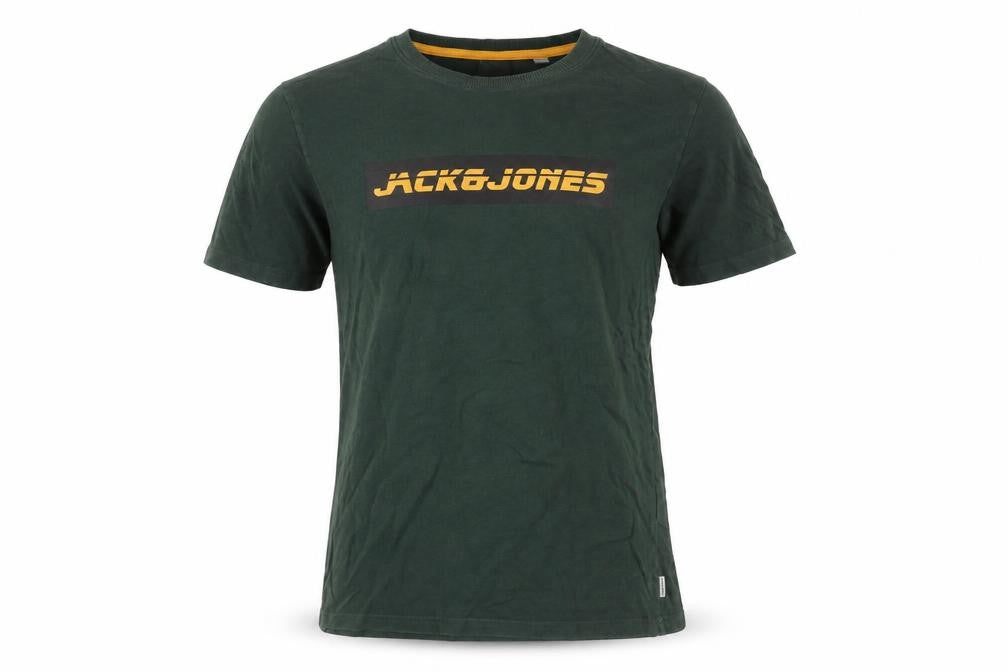 Jack & Jones Men’s Green Graphic Logo Crew Neck Cotton T-Shirt Size M