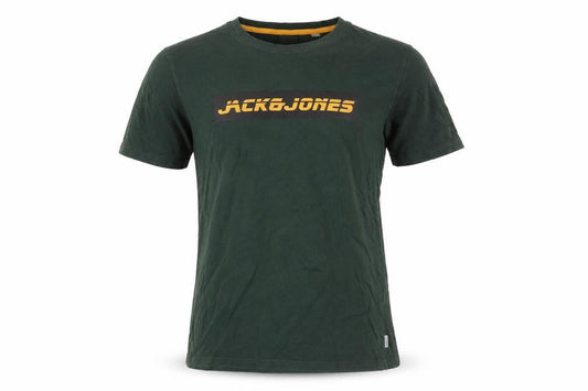 Jack & Jones Men’s Green Graphic Logo Crew Neck Cotton T-Shirt Size M