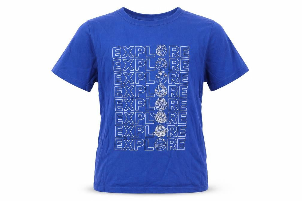 Gap Kids Boys Blue Explore Graphic Cotton T-Shirt Size 6-7 Years