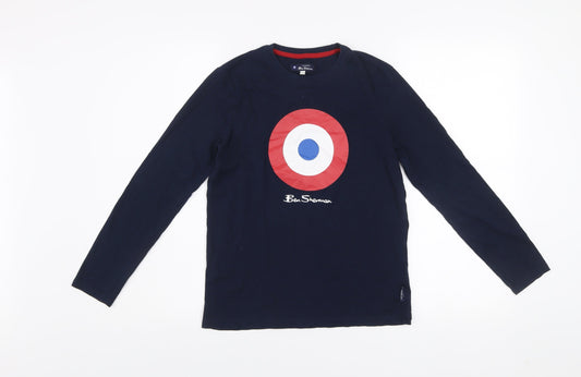 Ben Sherman Boys Navy Blue Long Sleeve Crew Neck Graphic T-Shirt Size 12-13 Years