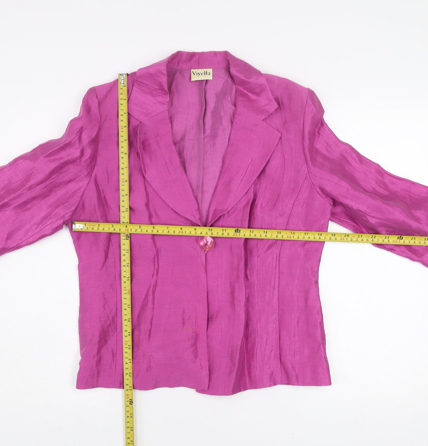 Viyella Women's Pink Linen Blend Blazer UK 12 Classic Style