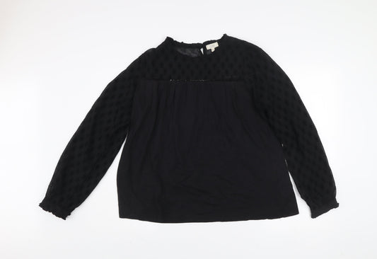 Fat Face Women's Black Cotton Blend Long Sleeve Tunic Blouse UK 10