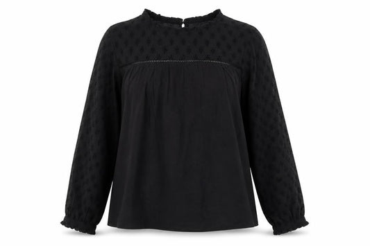FatFace Women's Black Cotton Blend Long Sleeve Tunic Blouse UK 10