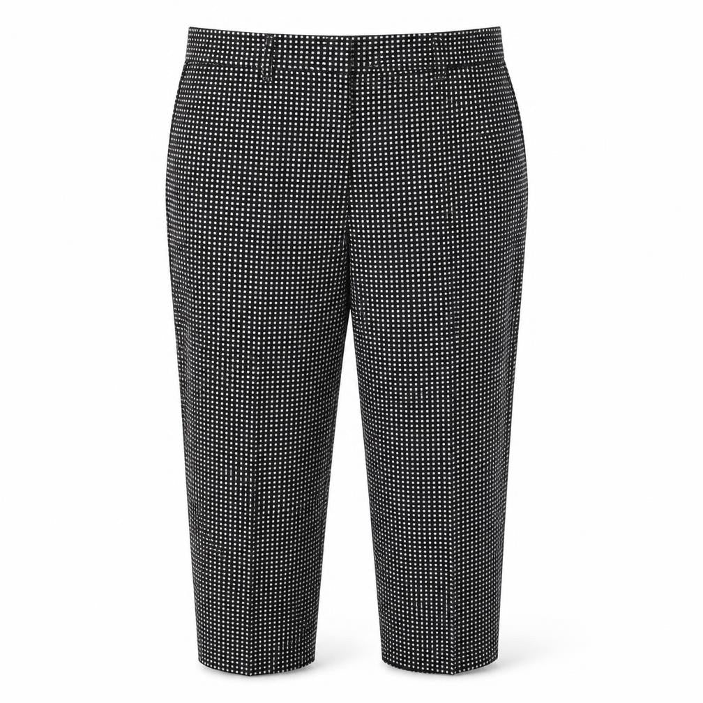 Next Women Black Geometric Tailored Trousers Size 20R Cotton Blend