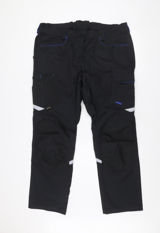 Uvex Men's Black Cargo Workwear Trousers Size M Reflective Pockets