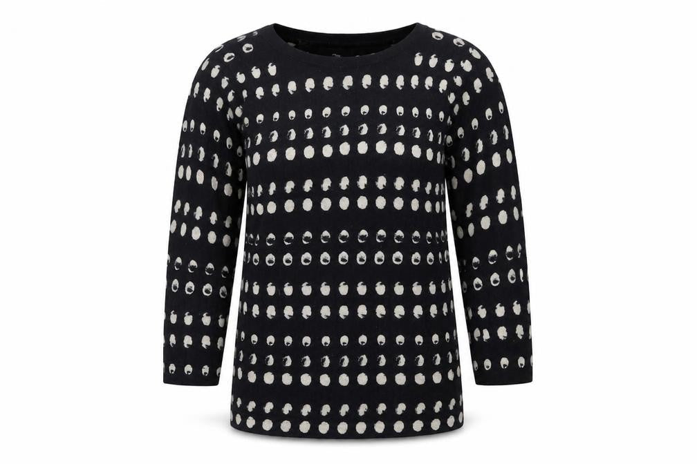 Next Women Black Polka Dot Cotton Blend Jumper Size 10