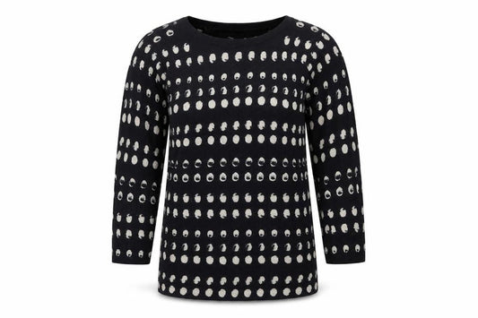 Next Women Black Polka Dot Cotton Blend Jumper Size 10