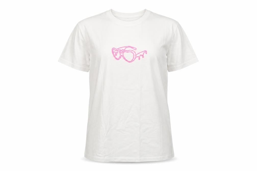 Love Island Women White Cotton Graphic T-Shirt Size S