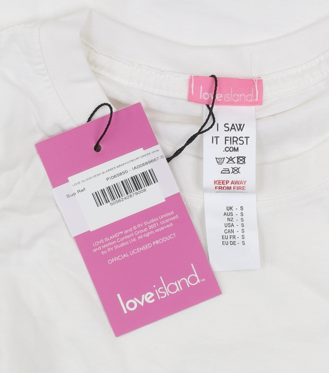 Love Island Women White Cotton Graphic T-Shirt Size S