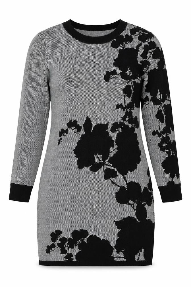 Calvin Klein Women’s Grey Floral Knit Bodycon Dress Size M