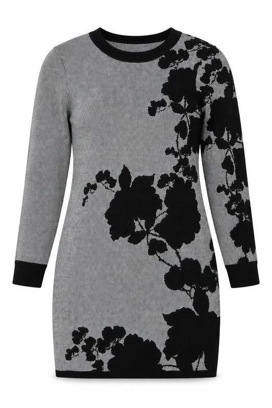 Calvin Klein Women’s Grey Floral Knit Bodycon Dress Size M