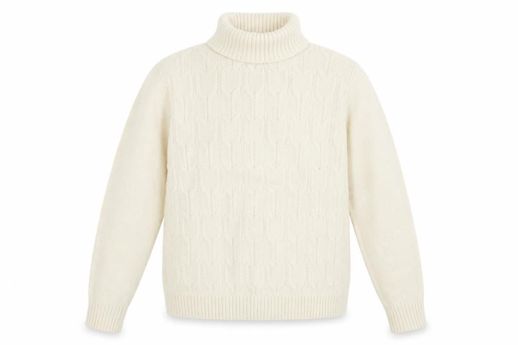 Osprey London Women's Ivory Wool Blend Roll Neck Jumper XL