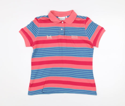 Help for Heroes Women's Multicoloured Striped Polo Shirt Size 10