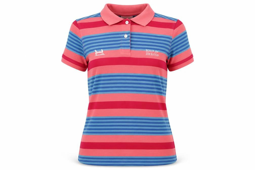 Help for Heroes Women's Multicoloured Striped Polo Shirt Size 10