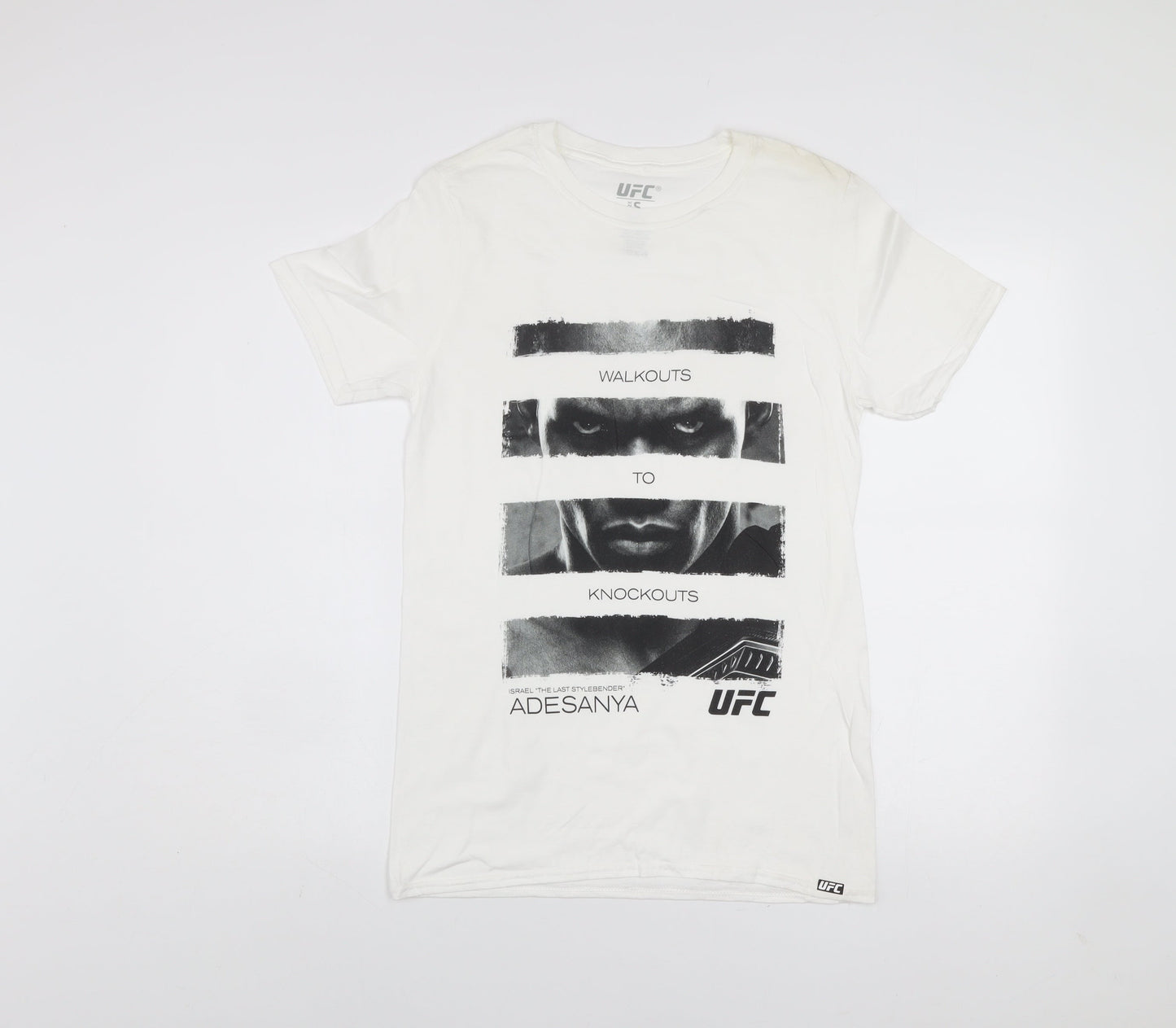 UFC Men’s White Cotton Graphic T-Shirt Size S Adesanya Fight Sportswear