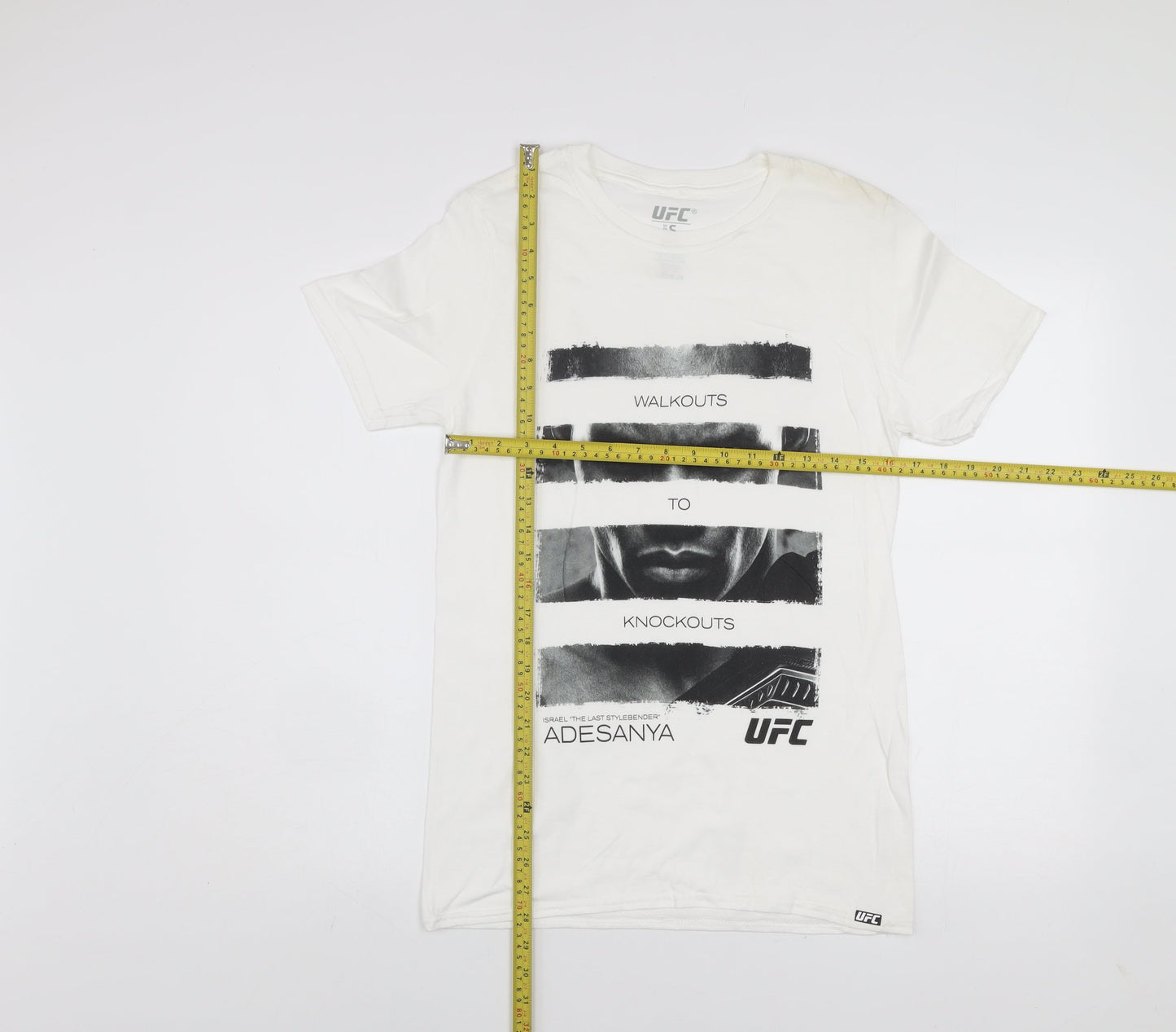 UFC Men’s White Cotton Graphic T-Shirt Size S Adesanya Fight Sportswear