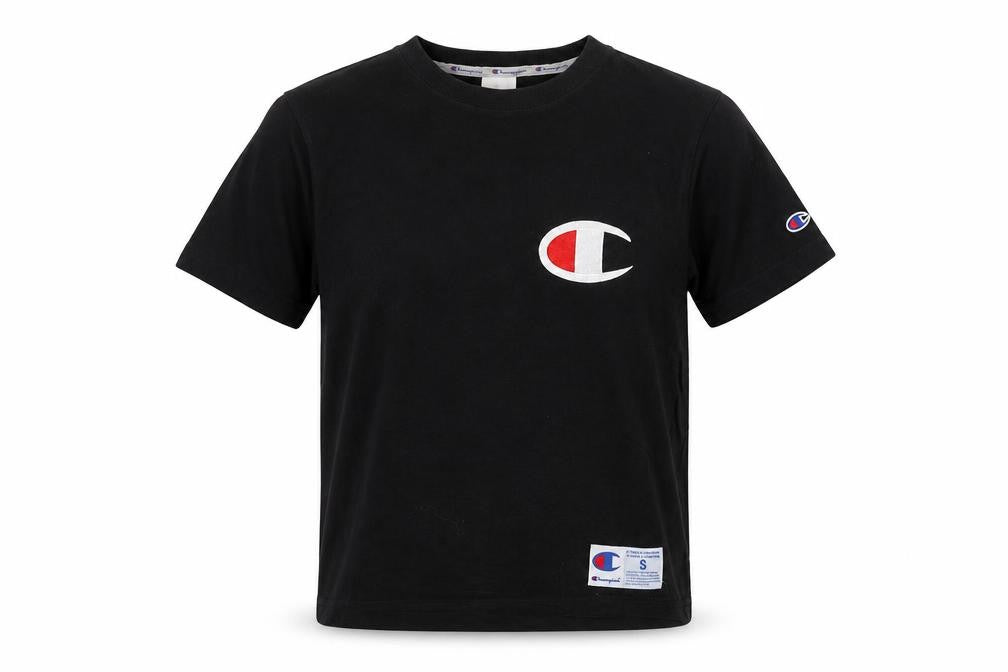 Champion Men's Black Small Crew Neck Short Sleeve Cotton T-Shirt