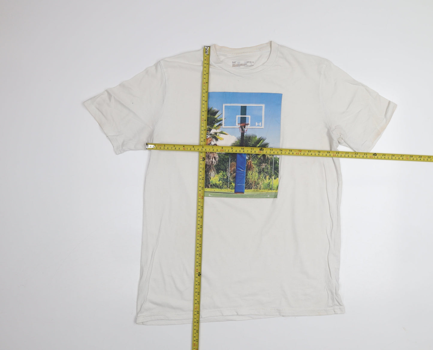 Under Armour Mens White Graphic Print Crew Neck Short Sleeve T-Shirt Size L