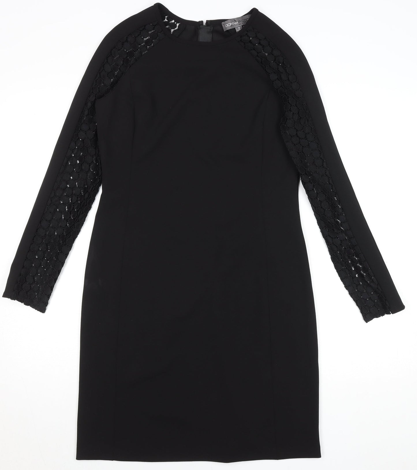 Donna Ricco Women's Black Lace Sleeve Sheath Dress Size 8