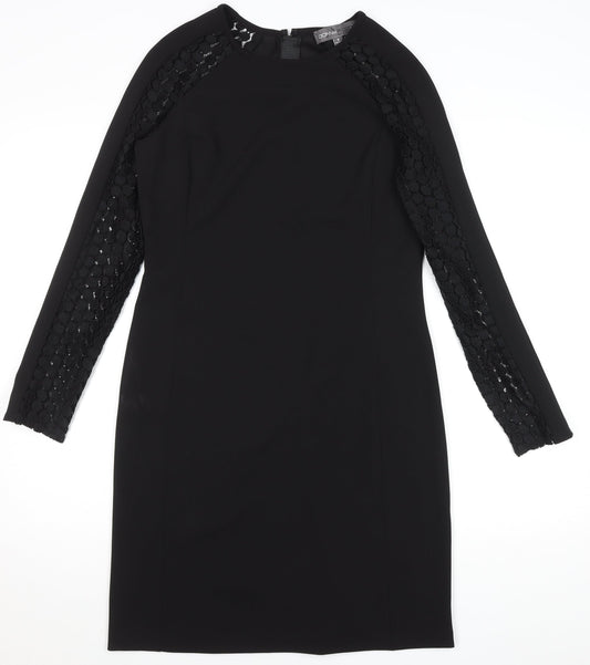 Donna Ricco Women's Black Lace Sleeve Sheath Dress Size 8